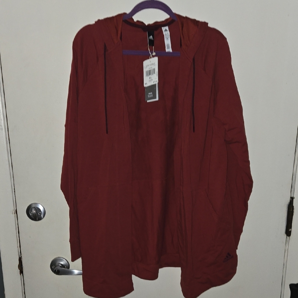 Adidas Maroon Hooded Cover-Up
